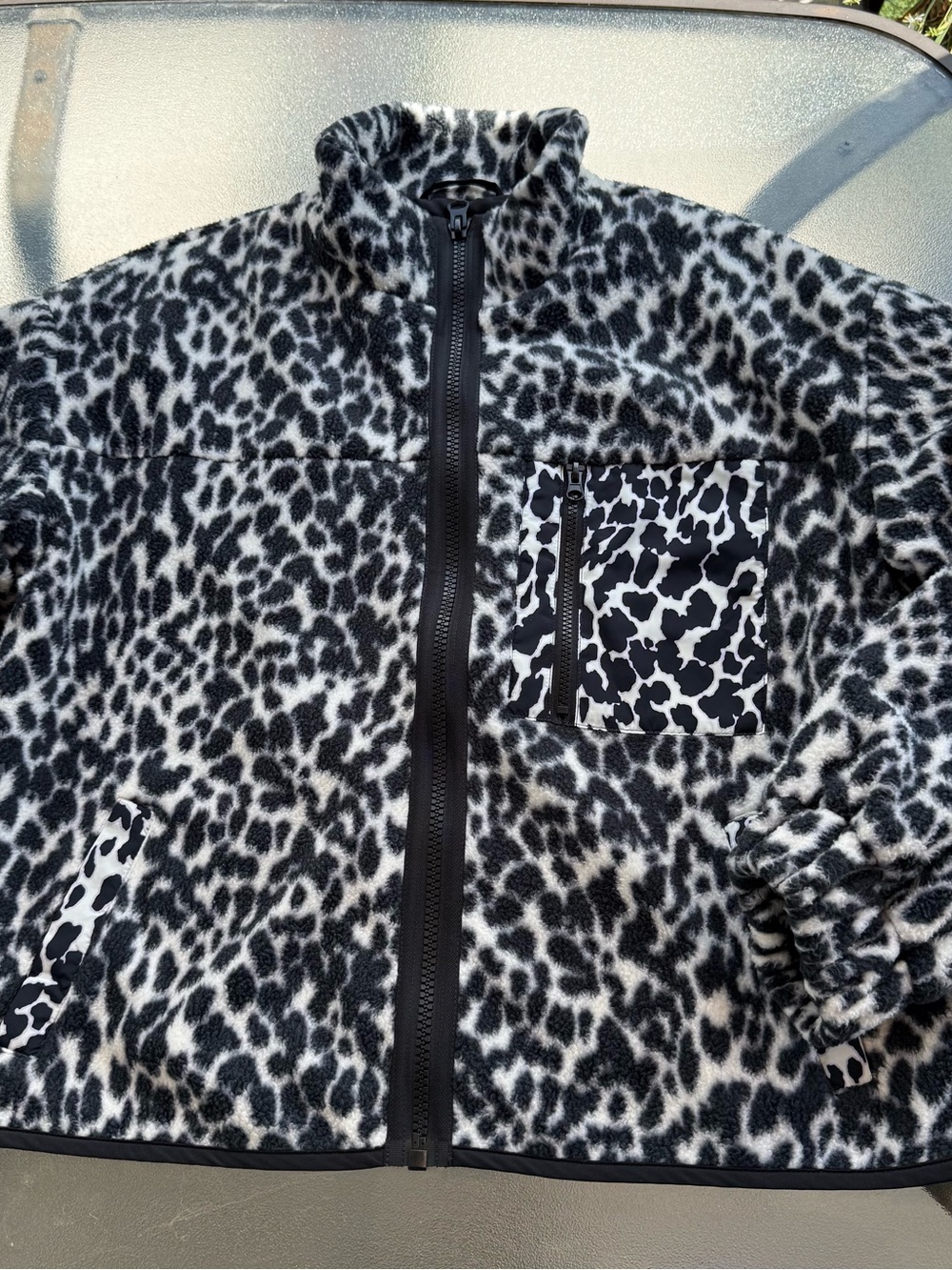 Sandy Liang Black & White Leopard Teddy Jacket